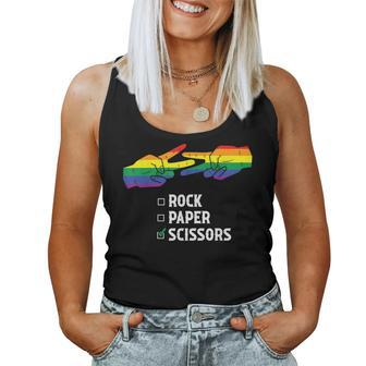 Rock Paper Scissors Lesbian Pride Lgbtq Rainbow Pride Women Tank Top | Mazezy