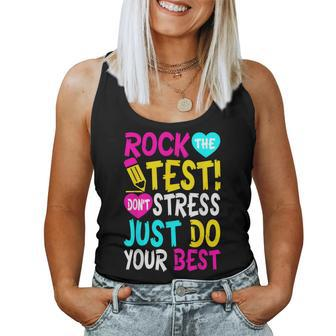Rock The Test Don't Stress Just Do Your Best Teacher Women Tank Top | Mazezy