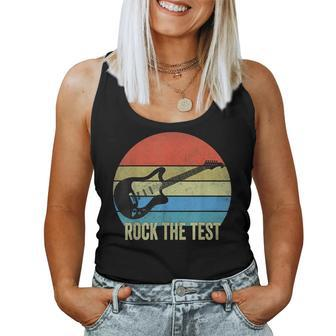Rock The Test Guitar Vintage Funny Testing Day Teacher Women Tank Top Basic Casual Daily Weekend Graphic - Thegiftio UK