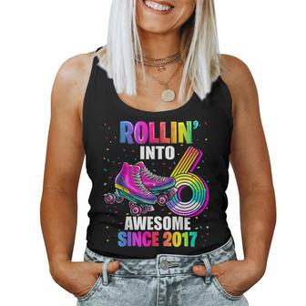 Rollin Into 6 Awesome 2017 Roller Skating 6Th Birthday Girls Women Tank Top Weekend Graphic - Thegiftio UK