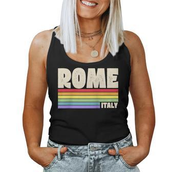 Rome Italy Rainbow Gay Pride Merch Retro 70S 80S Queer Women Tank Top | Mazezy