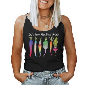 Lets Root For Each Other Rainbow Plants Lgbt Pride Gardener Women Tank Top | Mazezy