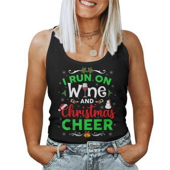 I Run On Wine And Christmas Cheer Wine Lover Women Tank Top | Mazezy