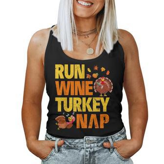 Run Wine Turkey Nap Thanksgiving Turkey Wine Running Women Tank Top - Monsterry
