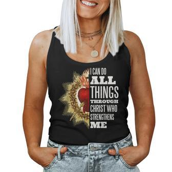 Sacred Heart Of Jesus I Can Do All Things Through Christ Women Tank Top | Mazezy