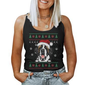 Saint Bernard Christmas Ugly Sweater Dog Lover Women Tank Top - Seseable