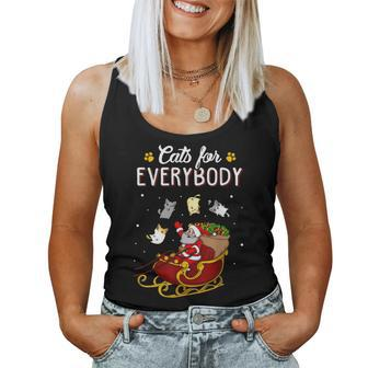 Santa Cats For Everybody Ugly Christmas Sweater Cat Lover Women Tank Top | Mazezy