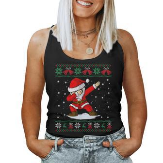 Santa Dabbing Ugly Christmas Sweater Xmas Women Tank Top - Monsterry