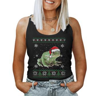 Santa Frog Ugly Sweater Animals Christmas Pajama Women Tank Top | Mazezy