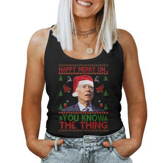 Santa Joe Biden You Now The Thing Christmas Ugly Sweater Women Tank Top - Seseable