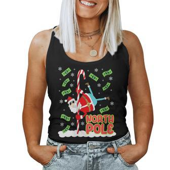 Santa North Pole Dancing Ugly Christmas Sweater Women Tank Top - Monsterry