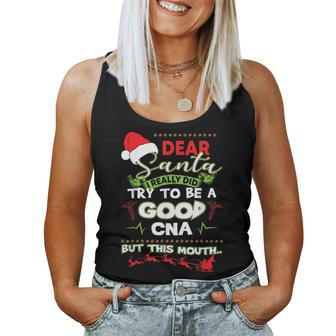 Santa I Really Did Try To Be A Good Cna Christmas Women Tank Top | Mazezy