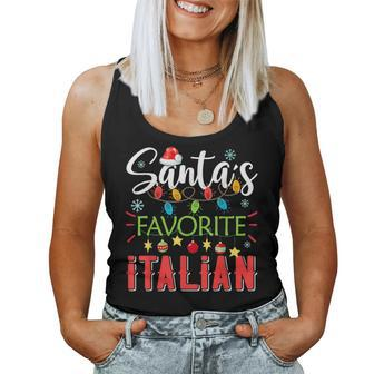 Santas Favorite Italian Xmas Light Santa Hat Christmas Women Tank Top | Mazezy