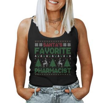 Santa's Favorite Pharmacist Ugly Christmas Sweater Women Tank Top | Mazezy