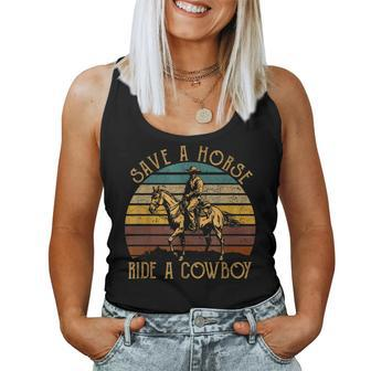 Save A Horse Ride A Cowboy Bull Western For Women Tank Top - Thegiftio UK
