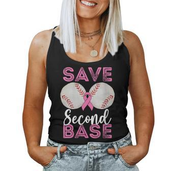 Save Second 2Nd Base Baseball Breast Cancer Awareness Women Tank Top | Mazezy