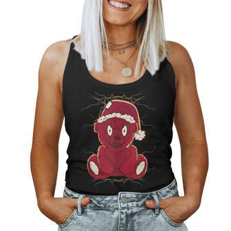 Scary Christmas Teddy Bear Creepy Women Tank Top | Mazezy