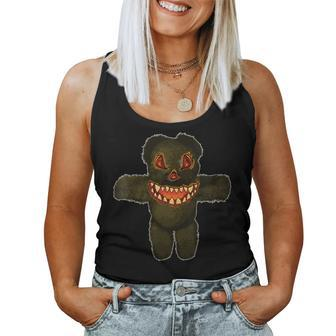 Scary Jack Olantern Teddy Bear Halloween Women Tank Top | Mazezy