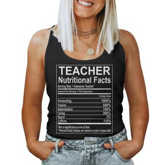 School Teacher Nutrition Facts Educator Women Tank Top | Mazezy UK