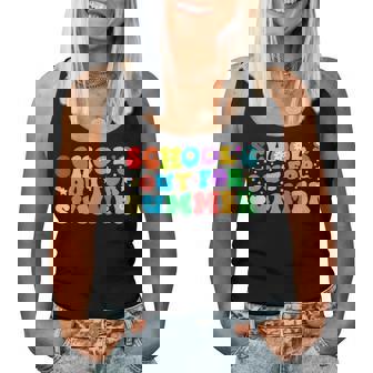 Schools Out For Summer Retro Groovy Kids Graduation Teacher Women Tank Top | Mazezy