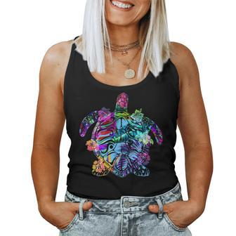 Sea Turtles Colorful Turtle Lover Hawaii Women Tank Top | Mazezy