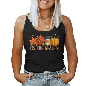 The Season Leopard Pumpkin Basketball Halloween Fall Leaf Basketball Women Tank Top | Mazezy