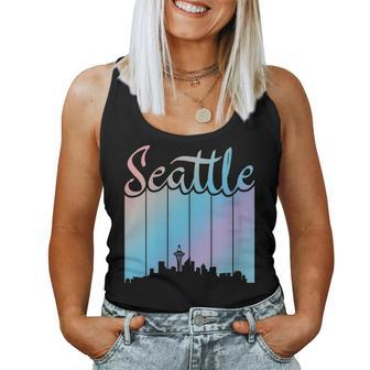 Seattle - City Pride - Retro Skyline Silhouette Image Women Tank Top | Mazezy