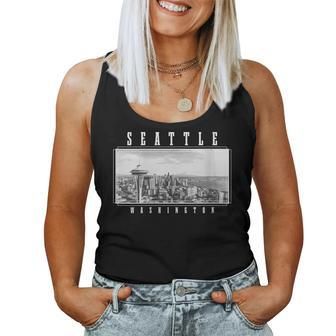 Seattle Washington Skyline Pride Space Needle Vintage Women Tank Top | Mazezy