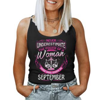 September Libra Woman Zodiac Birthday Never Underestimate Women Tank Top - Thegiftio UK