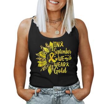 In September We Wear Gold Sunflower Childhood Cancer Women Tank Top - Monsterry