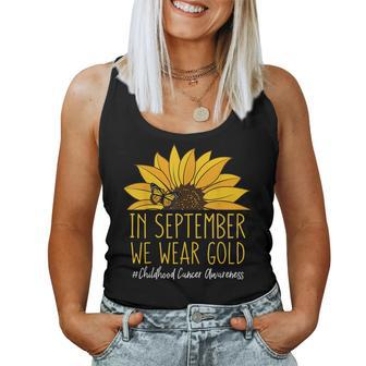 In September We Wear Sunflower Childhood Cancer Awareness Women Tank Top | Mazezy