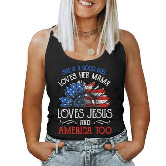 Shes A Good Girl Loves Her Mama Loves Jesus And America Too Women Tank Top Basic Casual Daily Weekend Graphic - Thegiftio UK