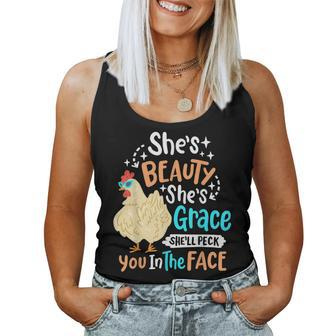 Shes Beauty Shes Grace - Farmer & Chicken Lover Women Tank Top Basic Casual Daily Weekend Graphic - Thegiftio UK