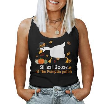 Silliest Goose At The Pumpkin Patch Silly Goose Fall Vibes Women Tank Top | Mazezy