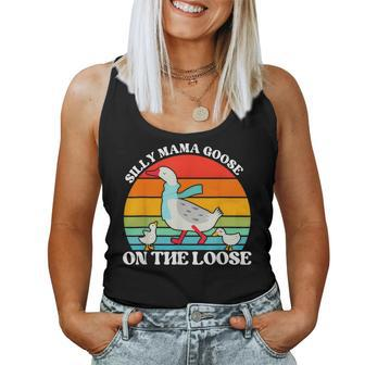 Silly Mama Goose On The Loose Vintage Vibe Goose Women Tank Top | Mazezy