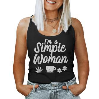 Im A Simple Woman Weed Coffee Dog Paws Cannabis Stoner Women Tank Top | Mazezy
