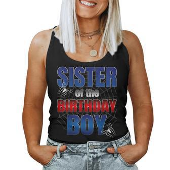 Sister Birthday Boy Spider Web Birthday Party Decorations Women Tank Top - Seseable