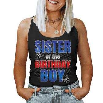 Sister Birthday Boy Spider Web Birthday Party Decorations Women Tank Top - Thegiftio UK