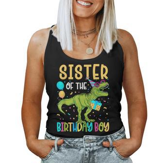 Sister Of The Birthday Boy Family Matching Dinosaur Squad Women Tank Top Basic Casual Daily Weekend Graphic - Seseable