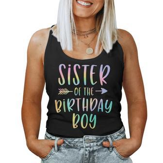 Sister Of The Birthday Boy Tie Dye Colorful Bday Women Tank Top Basic Casual Daily Weekend Graphic - Thegiftio UK