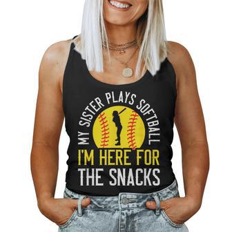 My Sister Plays Softball I'm Here For The Snacks Women Tank Top - Monsterry DE