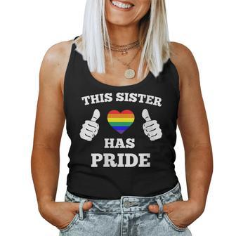 This Sister Has Pride Lgbt Gay Pride Sibling Rainbow Heart Women Tank Top | Mazezy
