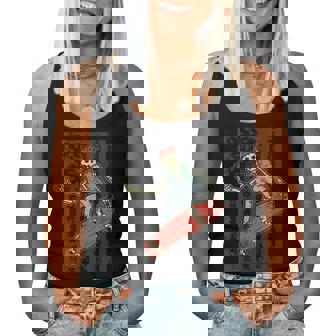 Skateboard Skateboarder Vintage American Flag Skeleton Women Tank Top | Mazezy