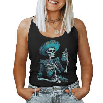 Skeleton Charro Mexican Skull Tequila Women Tank Top - Thegiftio UK