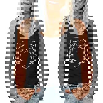 Skeleton Hands Heart Sign Retro Halloween Costume Girl Women Tank Top - Thegiftio UK