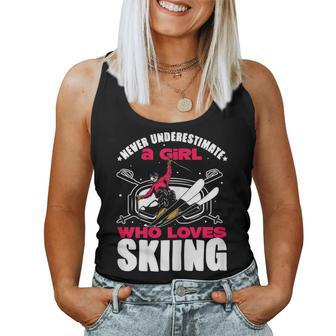 Ski Lovers Never Underestimate A Girl Who Loves Skiing Women Tank Top | Mazezy