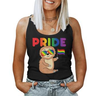 Sloth Gay Pride Rainbow Flag Proud Lgbtq Cool Lgbt Ally Women Tank Top | Mazezy