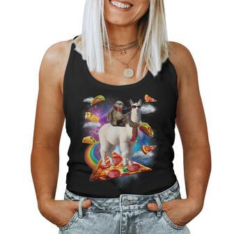 Sloth Riding Llama - Galaxy Pizza Taco Burrito Gift Women Tank Top Weekend Graphic - Monsterry