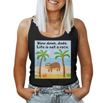 Sloths And Crabs Relaxation At Beach Hammock Women Tank Top | Mazezy
