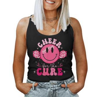 Smile Face Cheer For A Cure Cheerleading Breast Cancer Mom Women Tank Top - Seseable